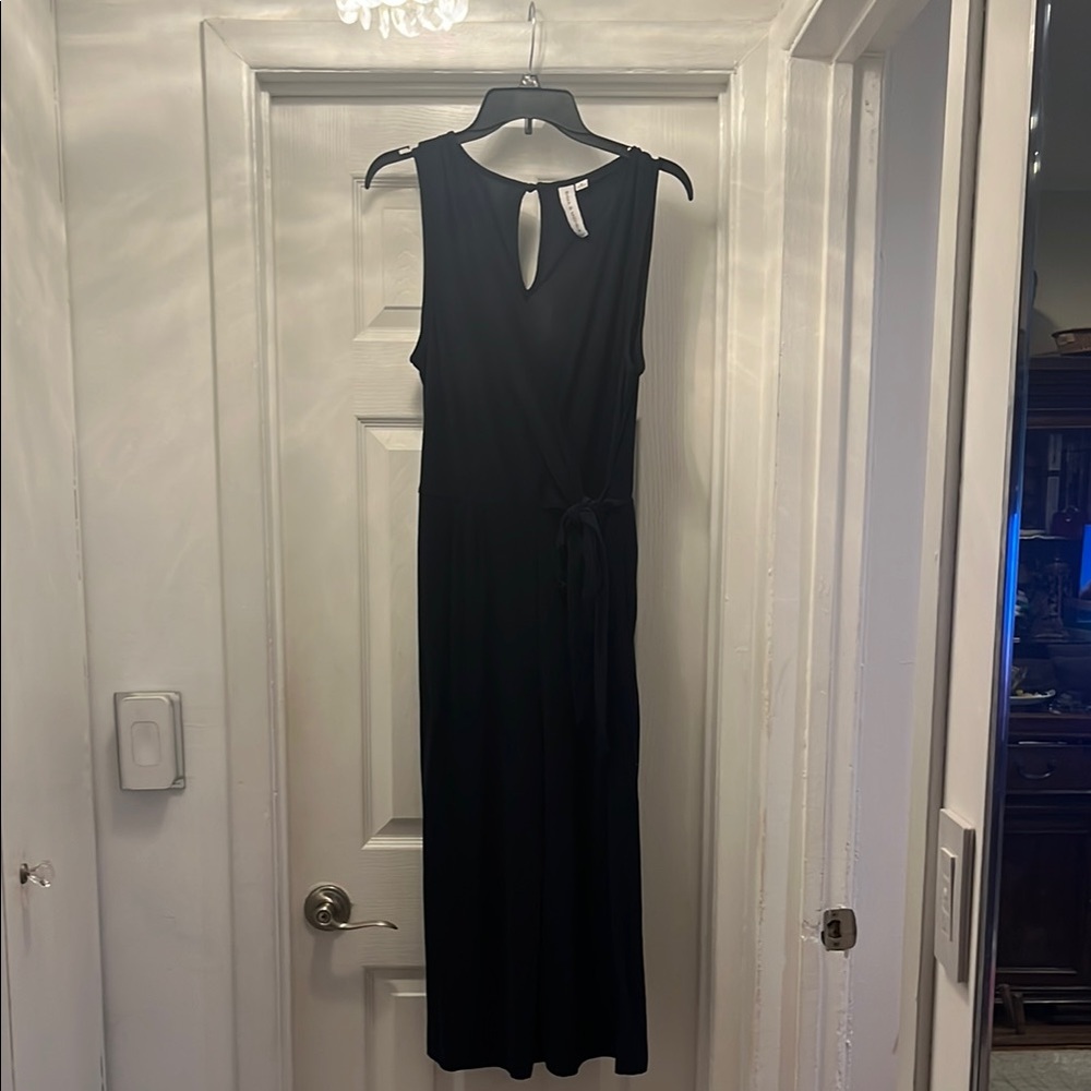 Elegant Black Sleeveless wraparound with bow jumpsuit